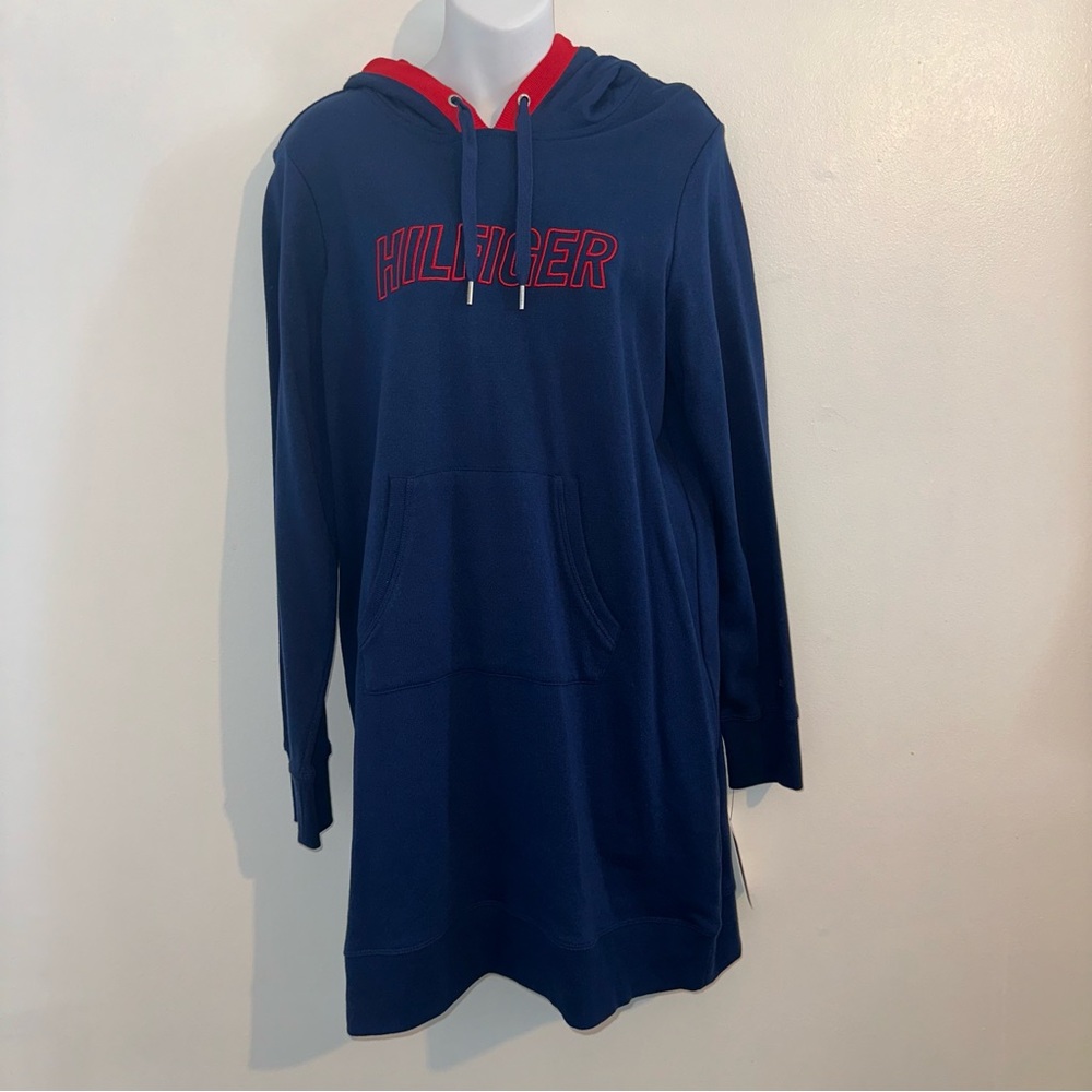 Tommy Hilfiger sport Blue & Red Hooded Sweater Dress brand new with tags size xl